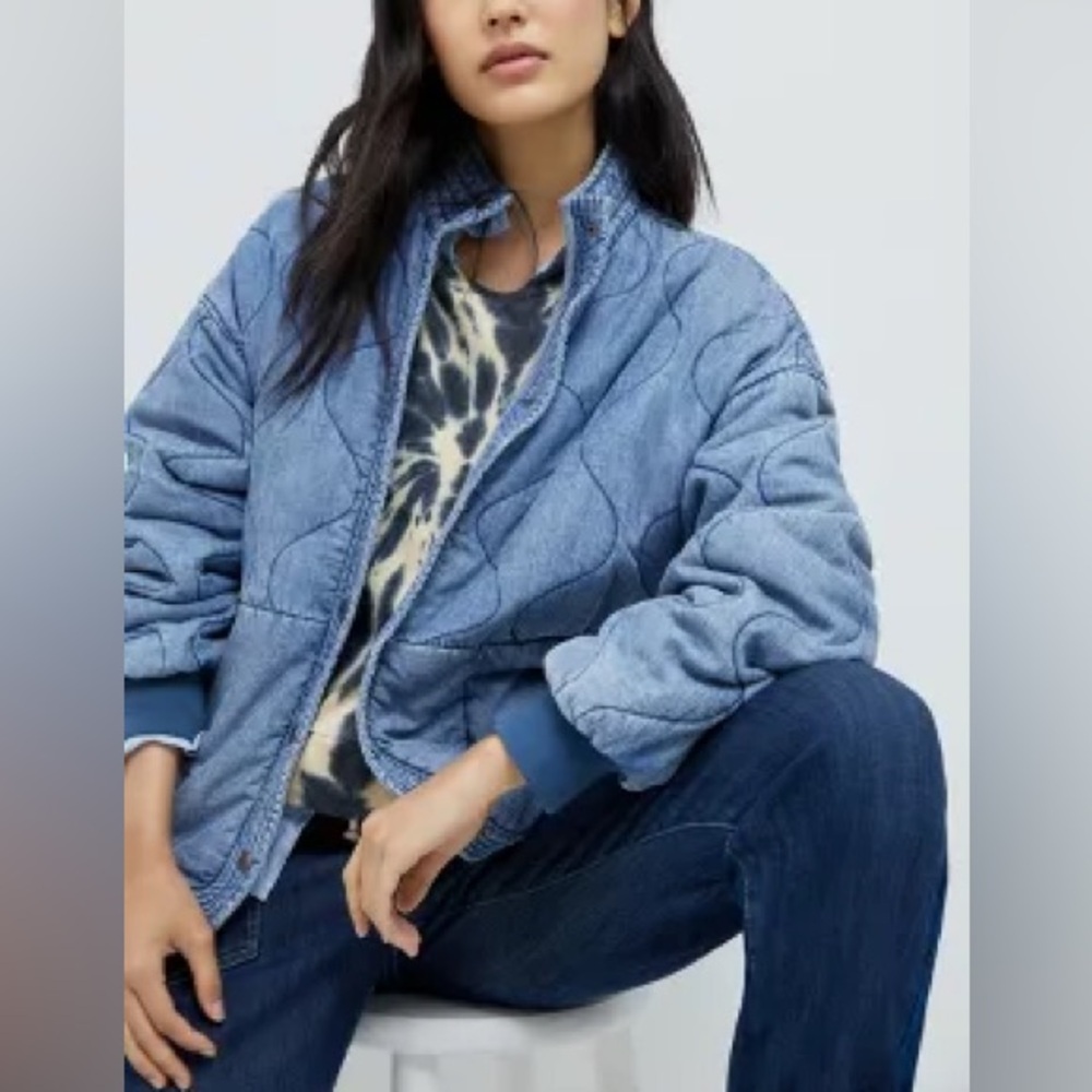 BLANKNYC Quilted Drop Shoulder Washed Denim Jacket